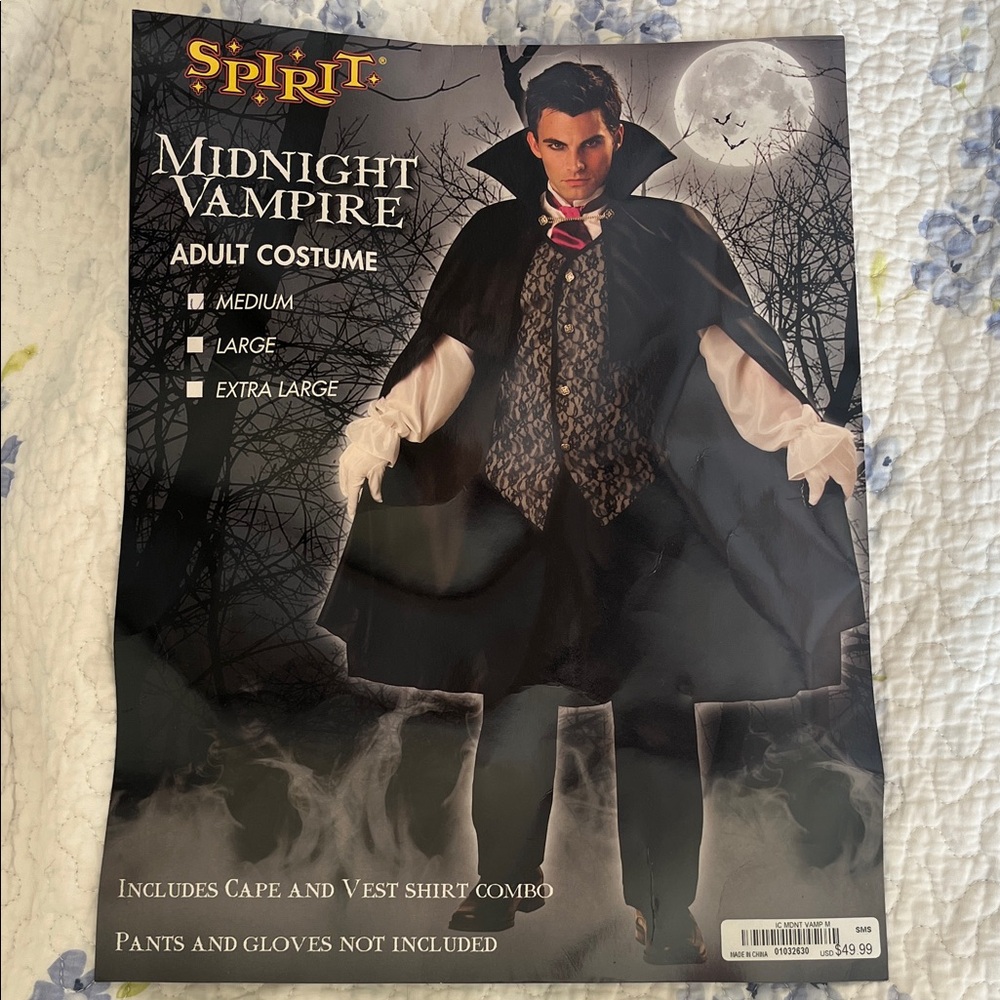 Spirit In character Midnight Vampire Costume Sz M